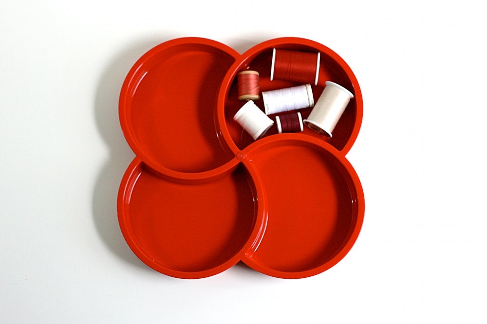 Vintage Red Dansk Divided Tray