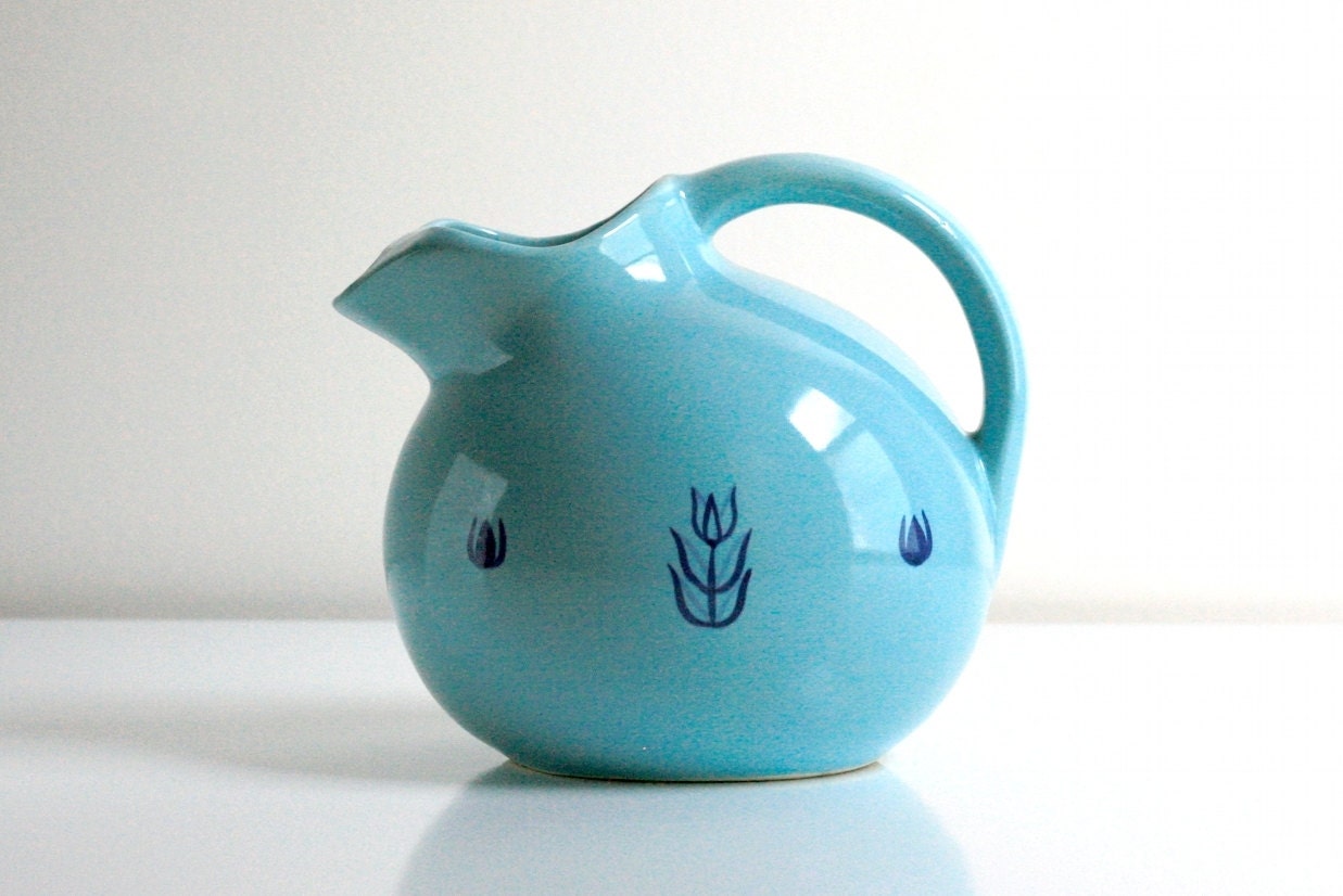 Mid Century Aqua Cronin Ball Pitcher