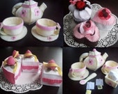 BUNDLE SET Felt Tea Pot with Cakes  - Instant Download - PDF Ebook Tutorials