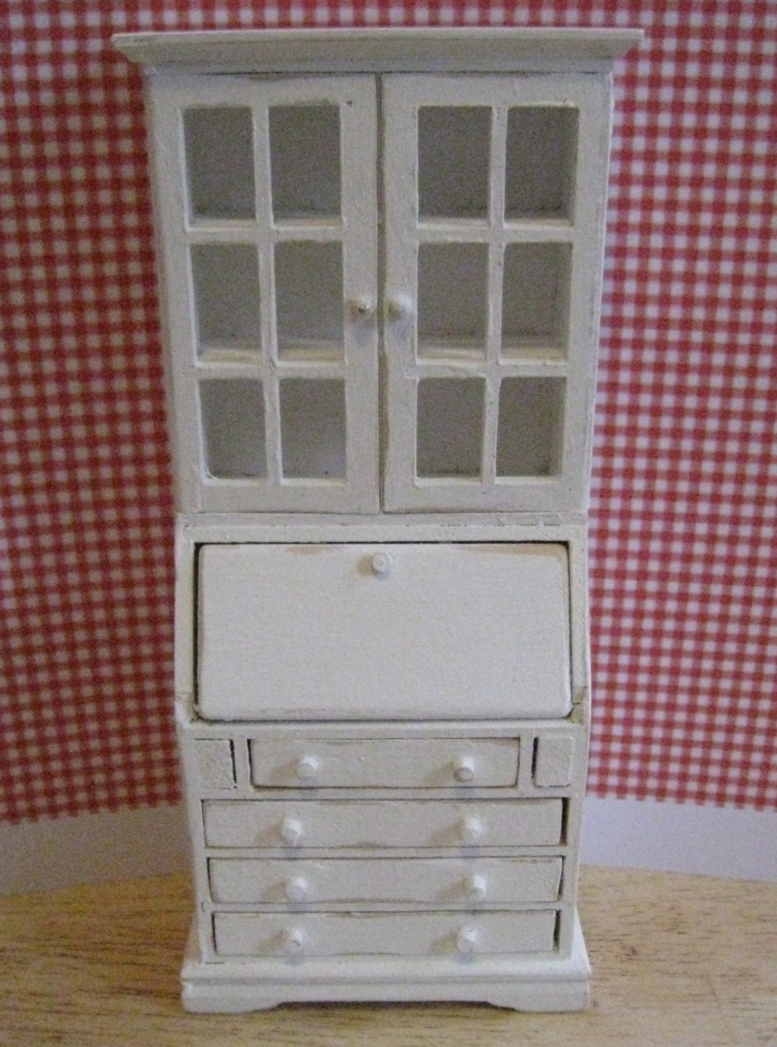 Kitchen Hutch or Dresser,  Shabby chic, white, twelfth scale dollhouse miniature