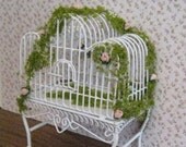 Large white metal bird cage, 1":1' Twelfth scale dollhouse miniature