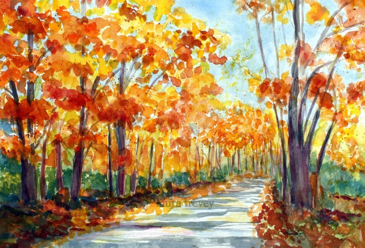 Autumn Leaves Watercolor Print