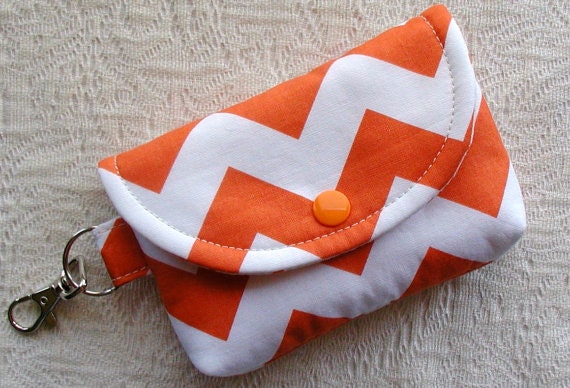 Small Snap Chevron Pouch w/ Key Clip .. Small Chevron Pouch.. Choose Your Color
