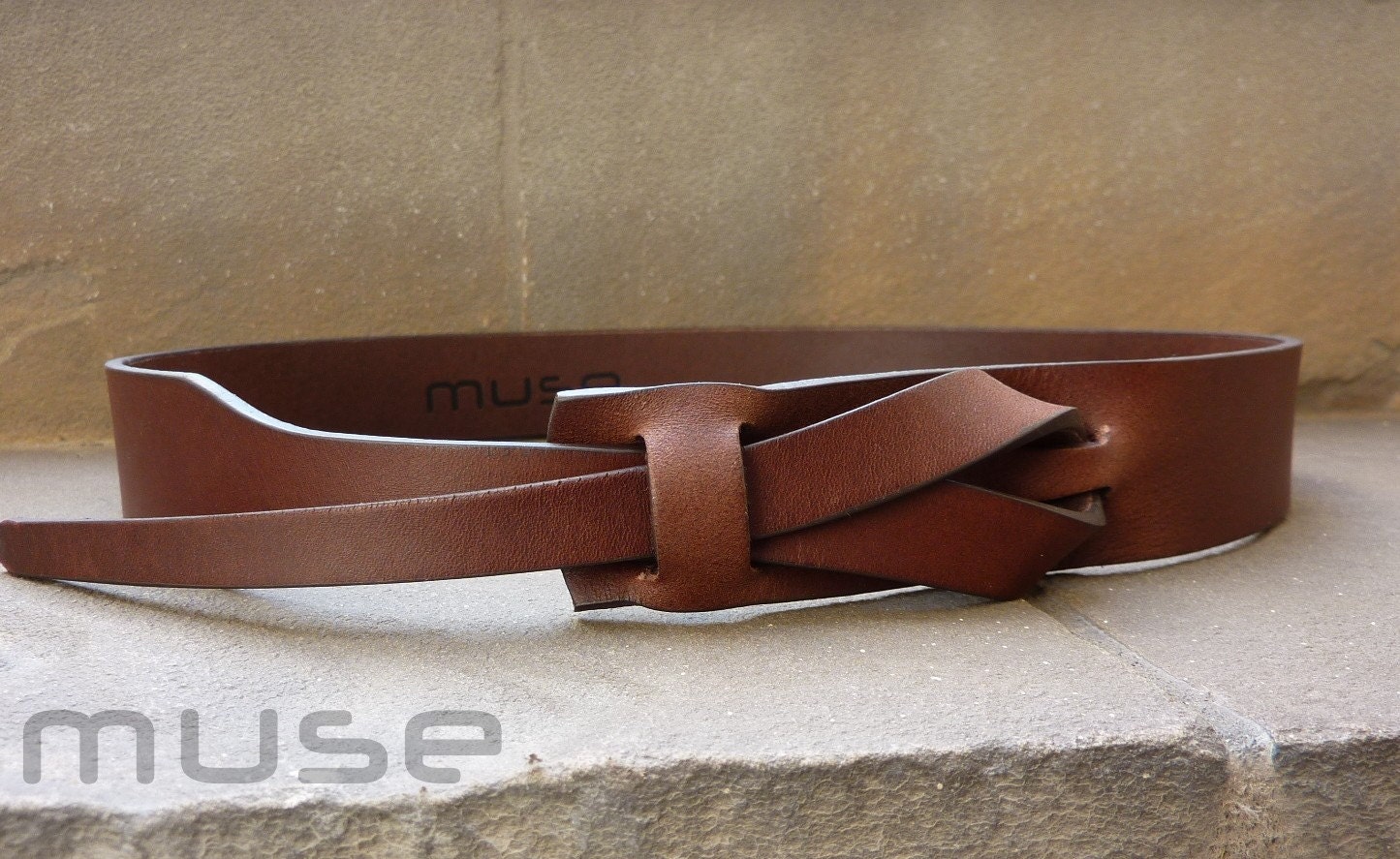 Flat Brown Muse Leather Belt 1.5 inch  Nickel-Free/ Vegetable tanned leather