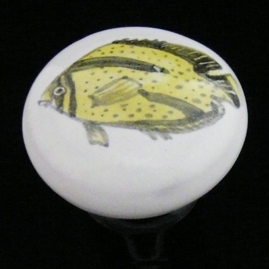 Majolica WIne Bottle Stopper with Yellow and Black Fsh