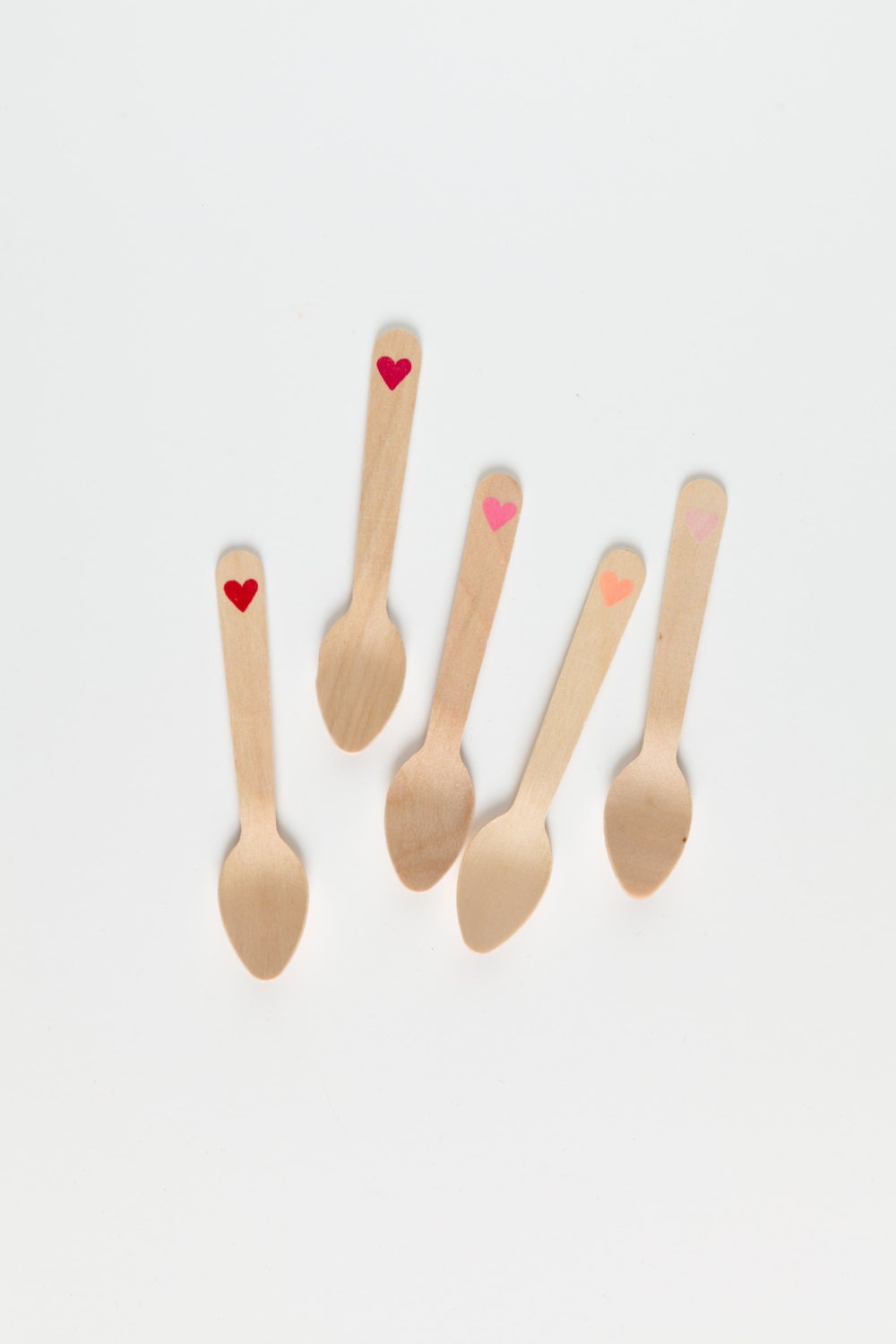 Valentine's Heart Ombre - 20 Wooden Ice Cream Spoons - Great Alternative To Plastic Utensils Il_170x135