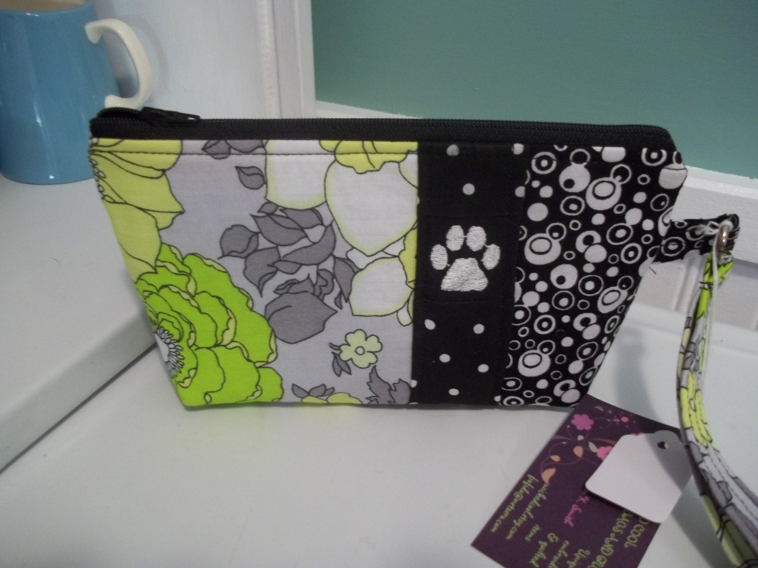 Fun 'N Funky Embroidered Pawprint Wristlet