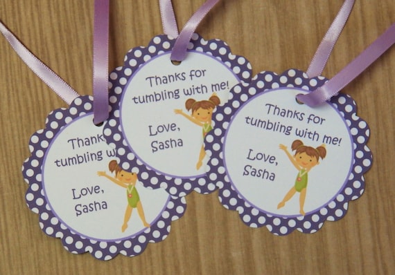 Gymnastics Party - Set of 12 Gymnastics Personalized Favor Tags by The Birthday House Il_570xn