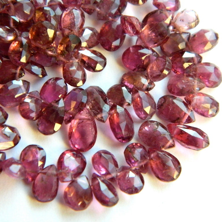 Rhodolite Garnet  6MM X 4MM Faceted Teardrop Briolettes - 38 Stones - 3 Inch Strand - Gemstone Beads - Semiprecious Stone