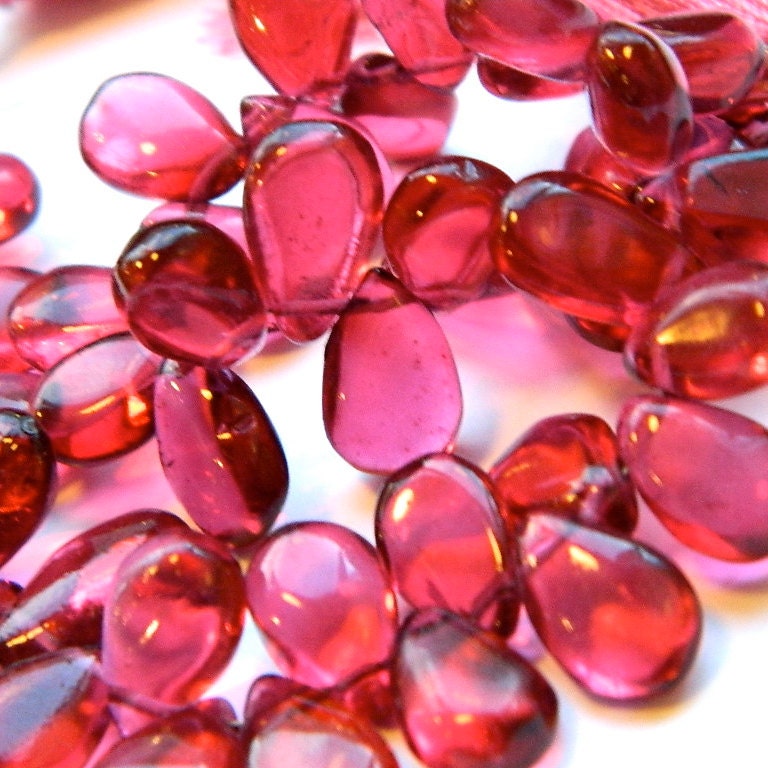 Deep Pink Quartz 11MM X 8MM Smooth Polished Teardrop Briolettes -- 2 Inch Strand - 11 Stones - Semiprecious Stone - Gemstone Bead