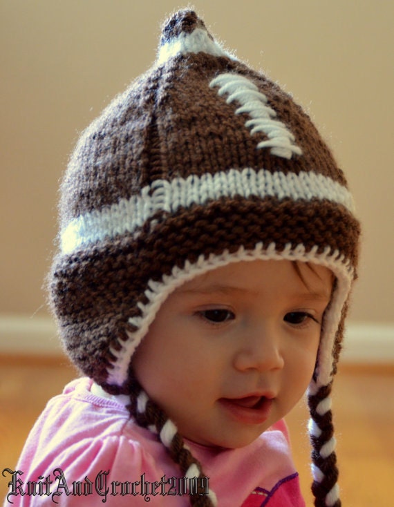 Baby Football Hat, Football Beanie, Football Hat, Baby Football Beanie, Customizable Team Colors Baby Knitted Football Hat with Ear Flaps