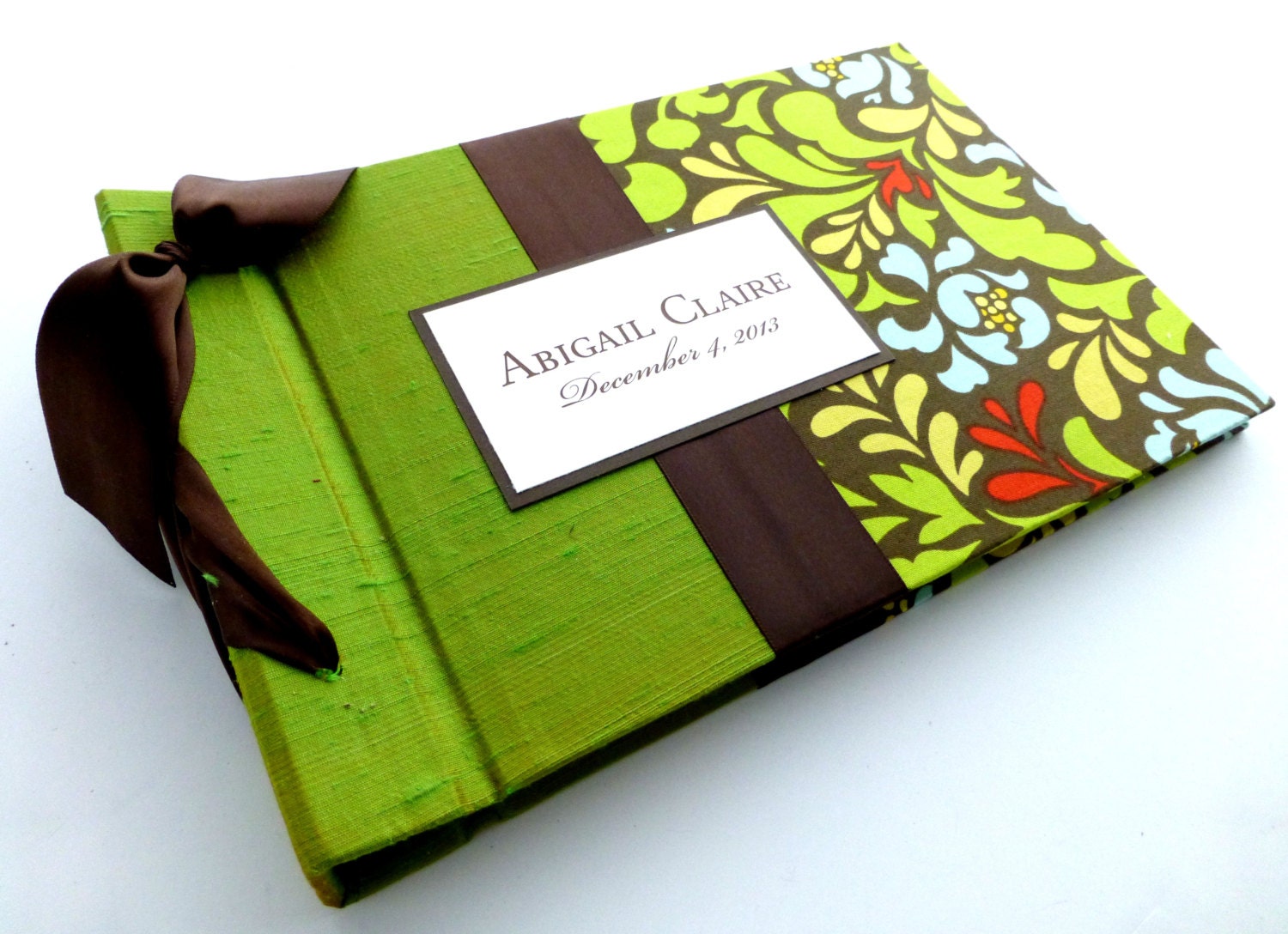 Custom Baby Shower Guest Book with satin hinged pages-READY TO SHIP