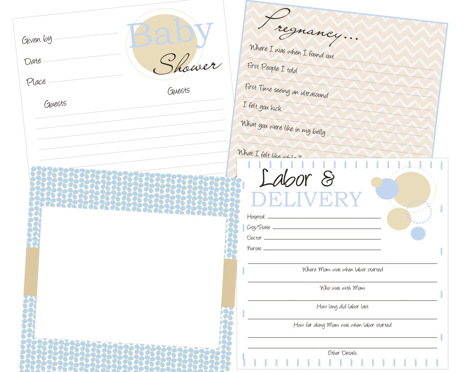 Pregnancy, Baby Shower, Labor and Delivery page pack for baby book