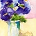 Spring Royals Watercolor Print Giclee on Paper Purple Flowers 8x10