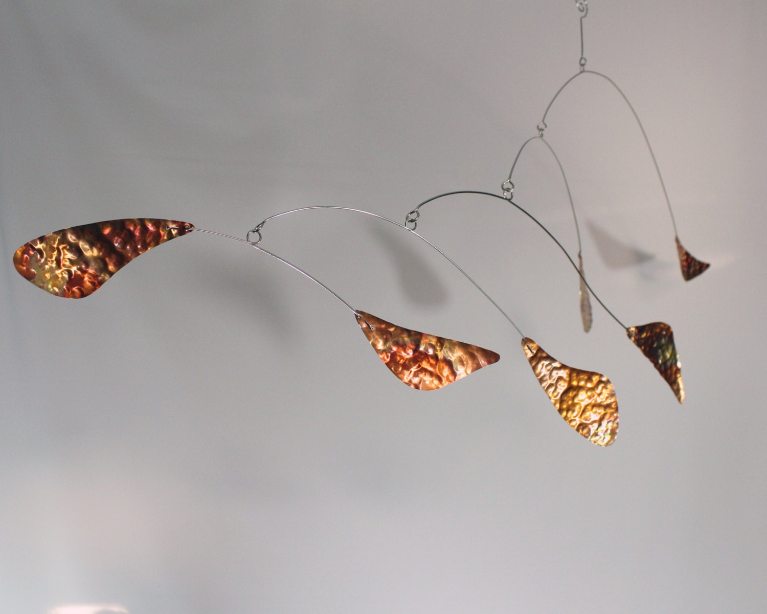 Copper Mobile Hammered Metal - Zen Style Kinetic Art Sculpture