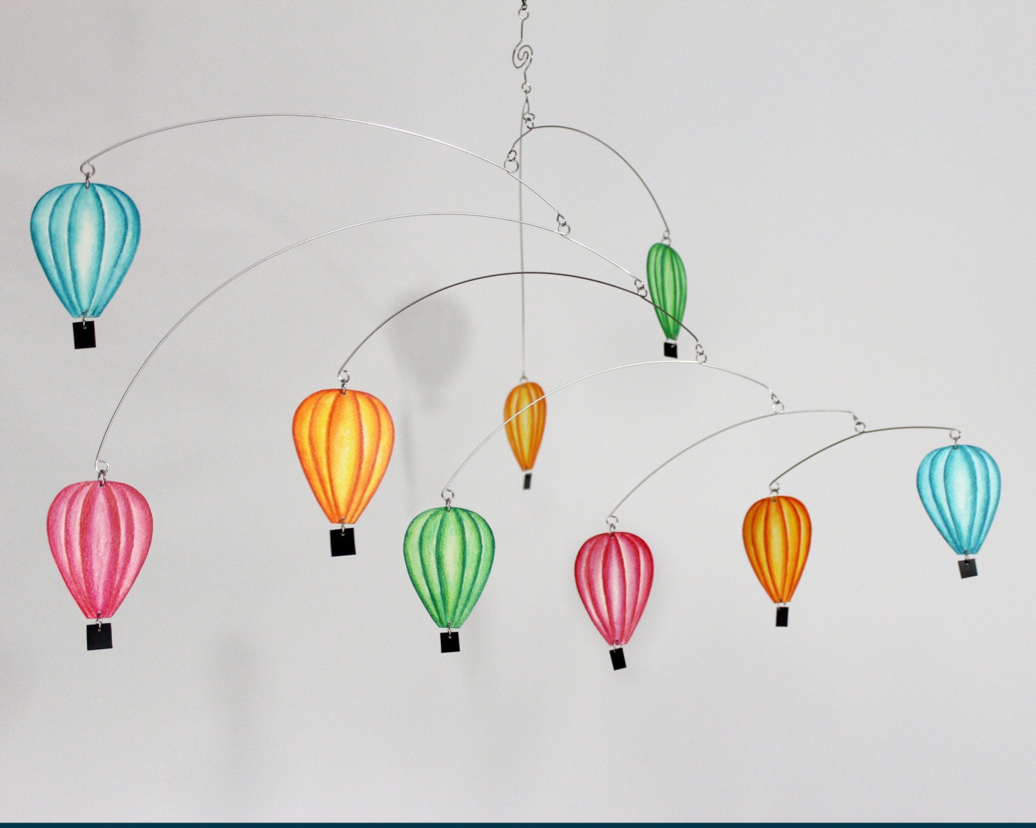Hot Air Balloon Mobile - Hand Painted Hanging Mobile Sculpture