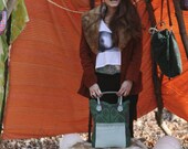 Jade and Blossom Recycled Blanket & Leather Tote Bag