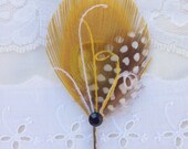 Yellow Hair Pin, Yellow Hairpiece, Peacock Hair Pin HONEY, Bohemian Hair Accessories - womens gift under 15, spring hair pin, gold yellow