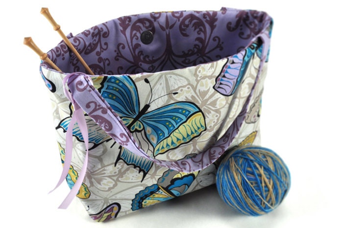 Knitting Project Bag Crochet Tote - Cocoon