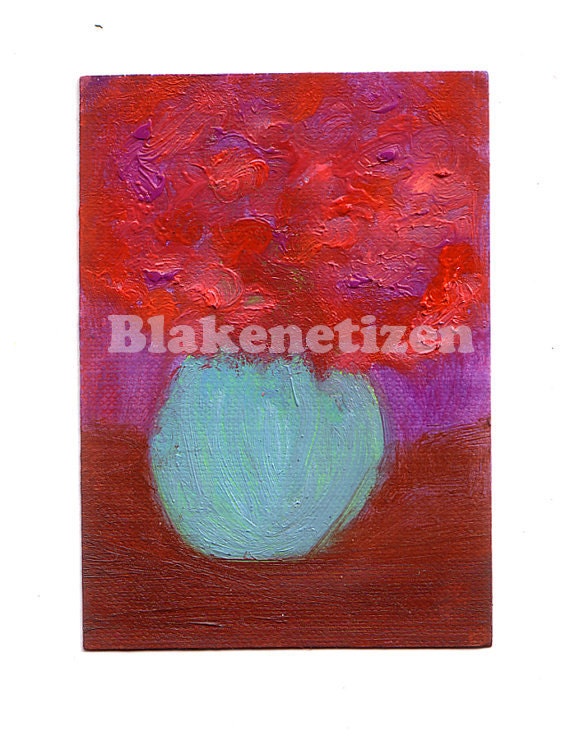 Flower Bouquet Original Oil ACEO Art Card