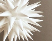 Polish Star Ornament White Paper Star Urchin Decoration Christmas Holiday Decor Winter Snow Folk Art - 4 inch - Modern White