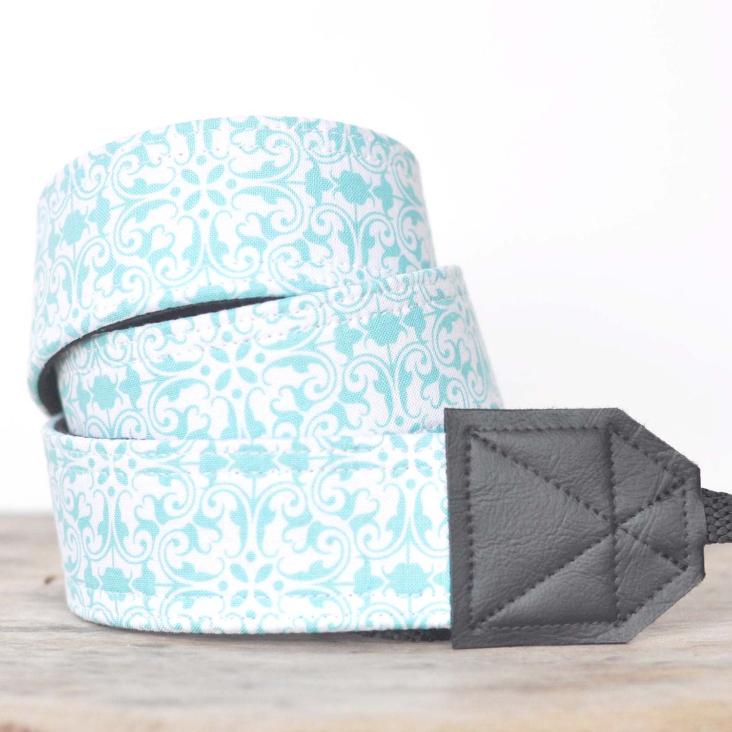 MADE TO ORDER - Camera Strap - Aqua Filigree
