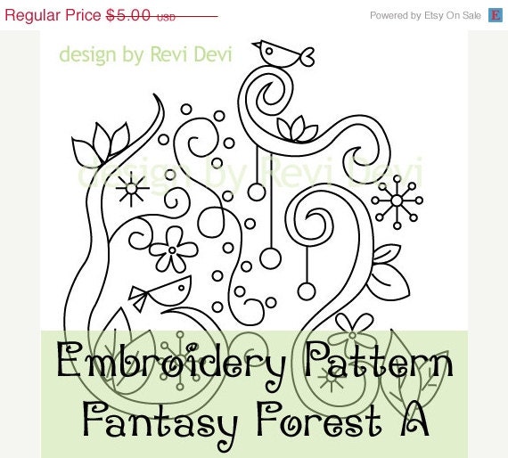 ON SALE Fantasy Forest A 15001 - Cute Embroidery Pattern - Pdf download