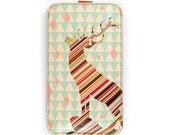Leather iPhone case / iTouch case - Stag and diamonds