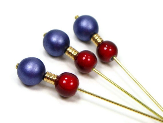 Counting Pins, Needlepoint Marking Pins, Purple, Red, Needlework Tool, DIY Crafts, TJBdesigns