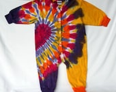 Children Baby Romper 12 month Tie Dye Lilac Golden Orange Purple Fuchsia Yellow Cuffed AnnThen Baby