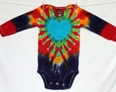 Children Baby Onesie 12 month Tie Dye Turquoise Heart Lime Red Golden Purple Long Sleeve AnnThenBaby