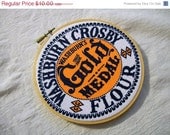 MEMORIAL DAY SALE Gold Medal Flour, Hoop Art, Mounted in Hoop, Kitchen Decor
