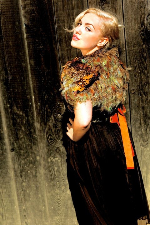 Made To Order- Dreamy Feather Capelet. Original Pattern and Design by The House of Kat Swank. LIMITED EDITION.