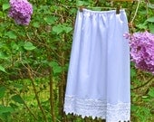 White Silk & Cotton A-line Half Slip Skirt Extender w/ Venice Lace Summer Petticoat Made to Order High End Luxe