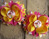 Princess Belle Beauty and the Beast Pigtails Piggies Boutique Hair Bows for Disney World