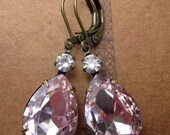 Memorial Day SALE 15% Off Pale Pink Earrings Estate Style Jewelry Bridesmaid Gift Art Deco Earrings Rhinestone Great Gatsby Wedding MAYFAIR