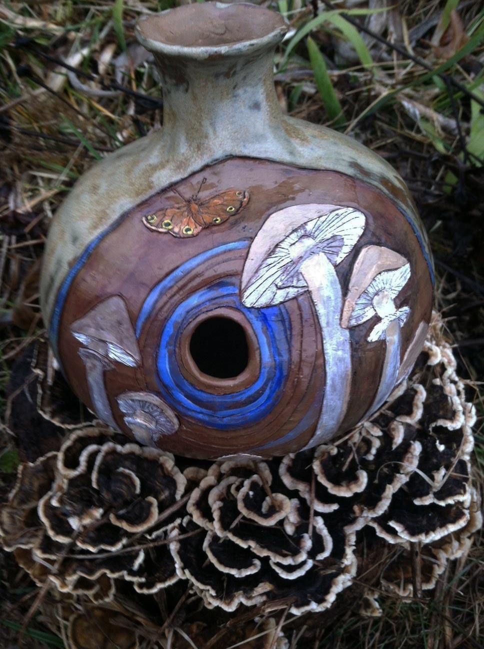 Udu drum with Mushrooms.  Song of the Mycelium