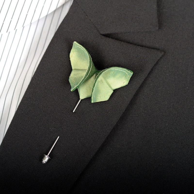 Green Wedding Boutonniere Silk Origami Groom's Boutonniere GROUP DISCOUNT AVAILABLE Dark Green Mint Jade Silks Buttonhole 100 Colors