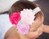 Newborn headbands...Baby headbands..Pinktastic Shabby Chic inspired also great for toddler...girls...and women