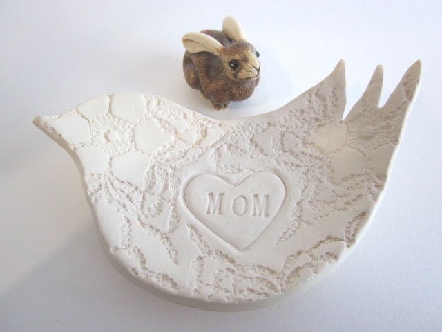Wedding gift for mom - ring dish for mom - bird ring holder - White ring dish