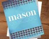 Custom Boy Name Art Print, Hearts, Vintage inspired name wall art - 8X10-  Personalized Kids Decor, Nursery Art, Baby Shower Gifts
