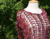 NEW Poncholette in saturated Fuscia, Purple, with hints of eggplant and jewel tones - Hand knit shrug tunic
