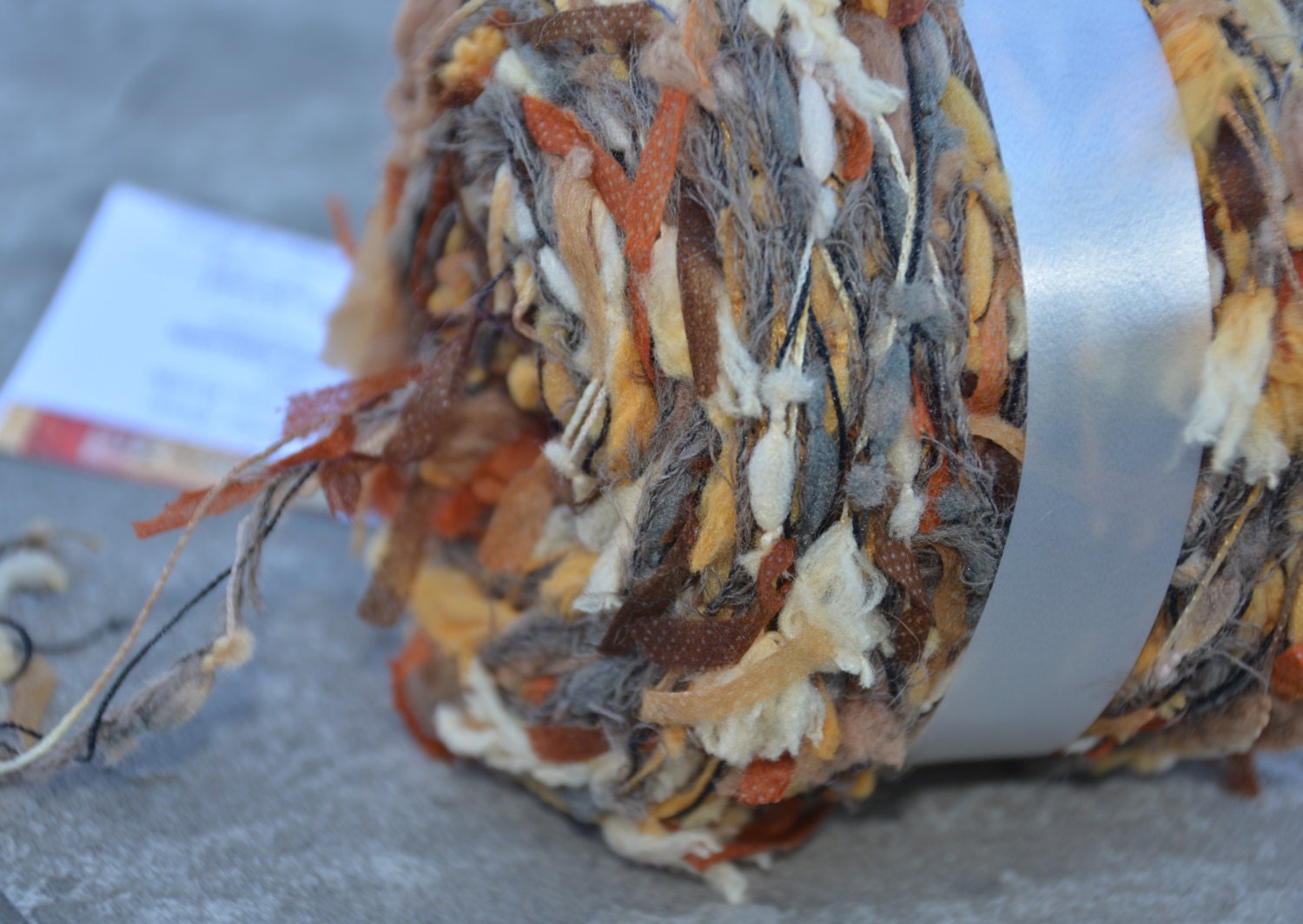 Custom Blend Yarn - 65 yds, Three ply multitextural pom, flag, novelty fiber blend by rockpaperscissorsetc