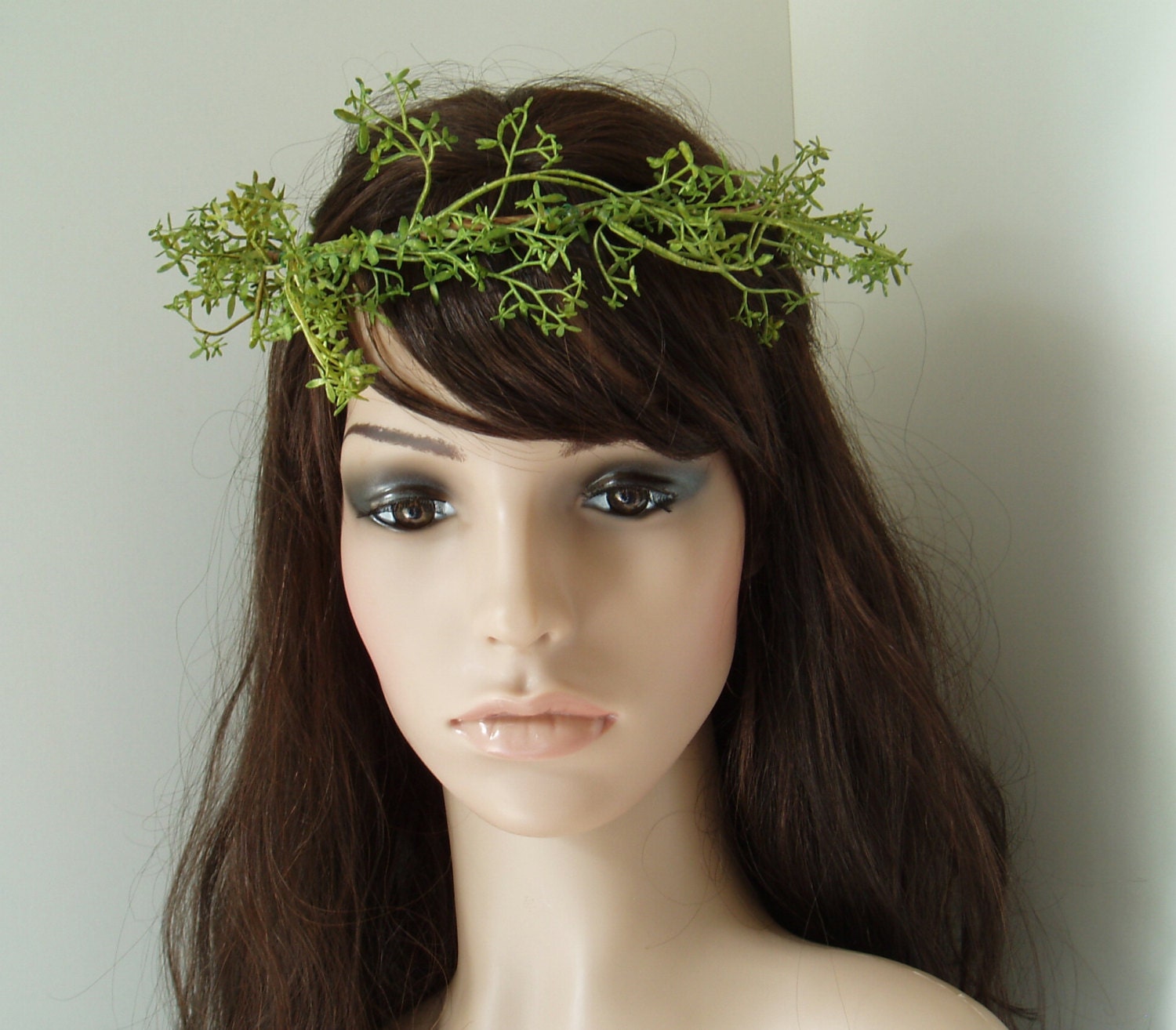 Wedding Hair Wreath floral halo crown GREEN head piece