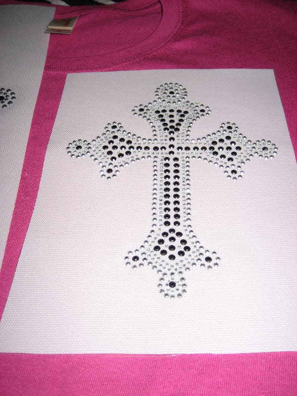 Diy Small Black and Silver Sequin Cross Heat Transfer