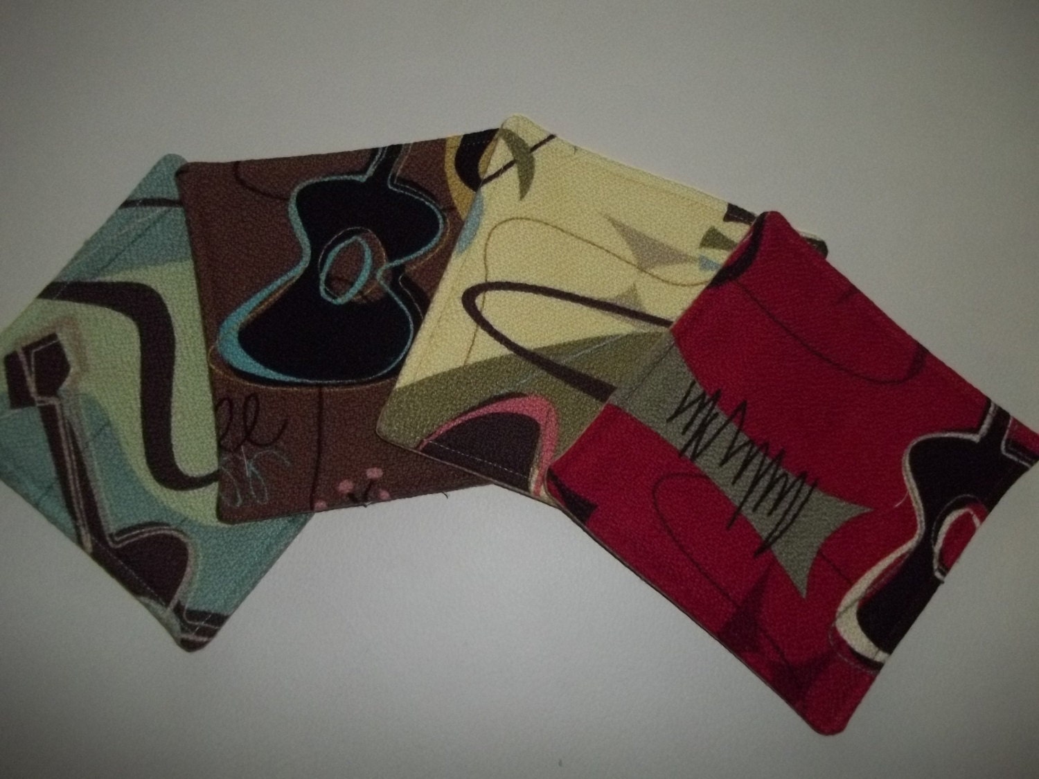 Barkcloth Coaster Set of 4 Midcentury Eames Era