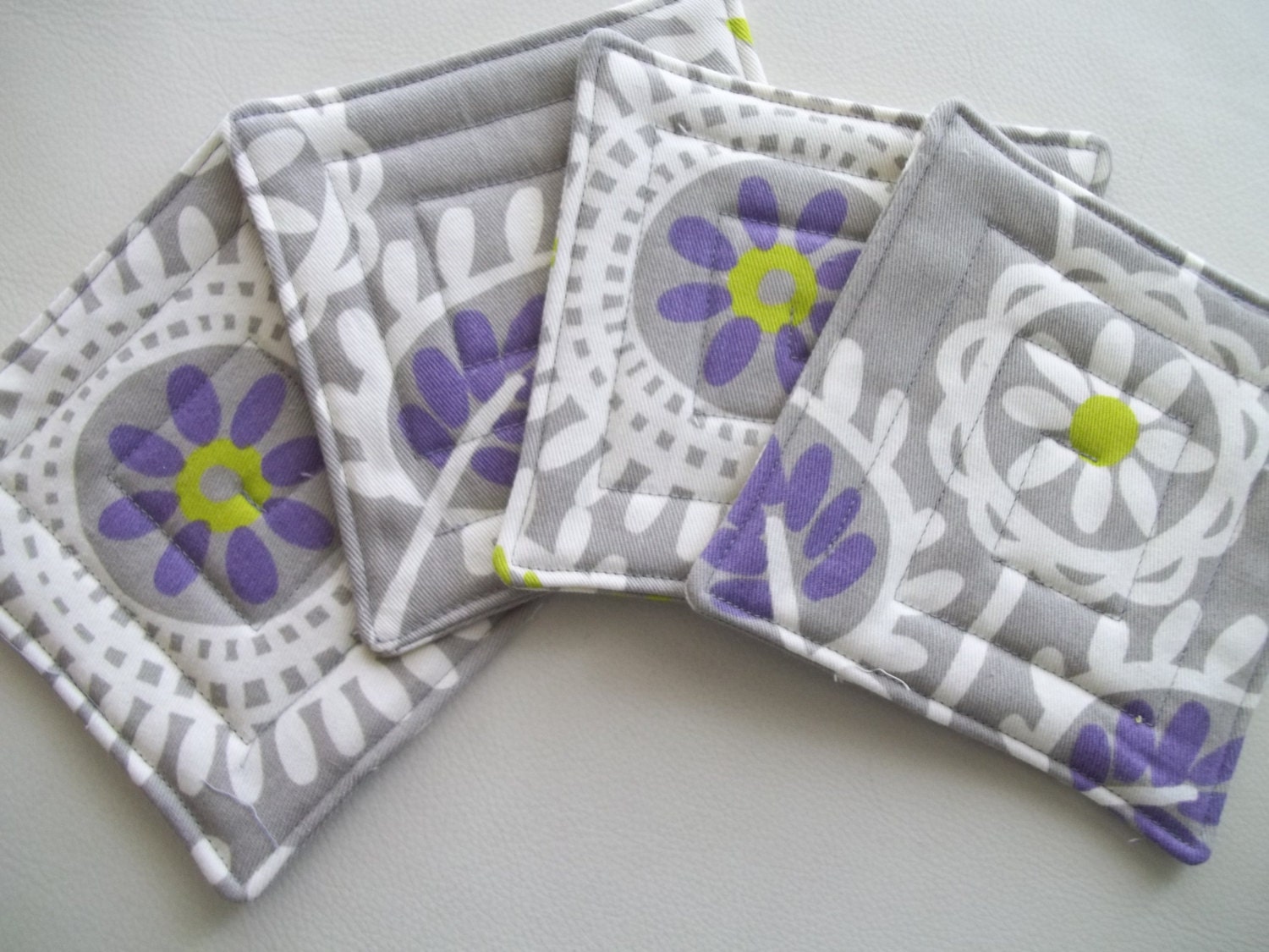 Fabric Coasters Set of 4 Modern Floral