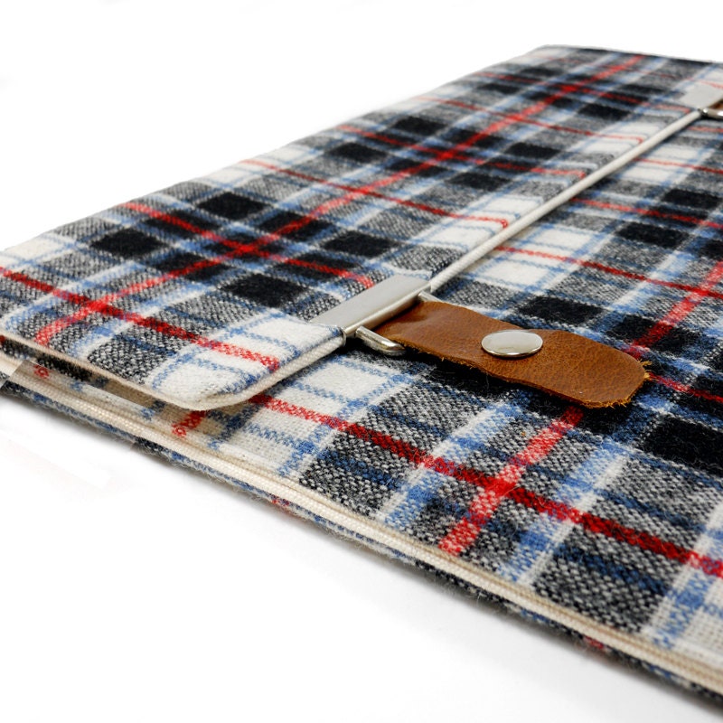 iPad case - blue, red and black vintage plaid