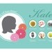 Custom Silhouette, Dahlias, Flower, Pink and Green, Doljabi Board, Doljanchi, Korean First Birthday 20x30 Poster