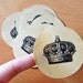 Set of 12 - Detailed Royal Crown - 2 1/2 inches - Large Circles Sticker Labels - for Wedding, Gifts, Birthday Packaging